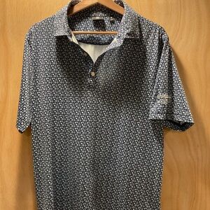 Footjoy Men's Blue Patterned Polo Shirt athletic fit